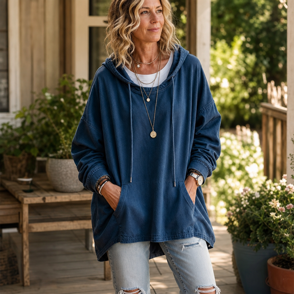 Denim Ease | Oversized Denim-Look Hoodie für einen lässigen Style