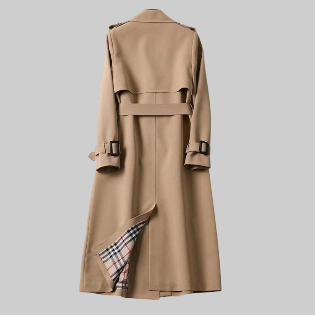 Lily | Langer Zweireihiger Trenchcoat Mit Taillengürtel