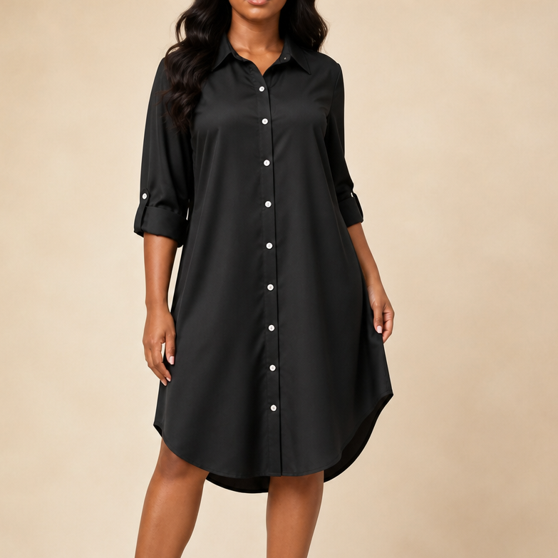 Drapeelle | Satin Hemd-Kleid – Polierte Eleganz für Frauen