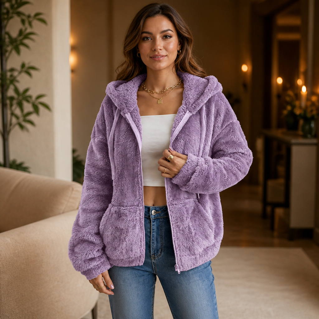 Cloudhug | Hooded Plush Zip-Up Jacket – Weich und Warm für Frauen