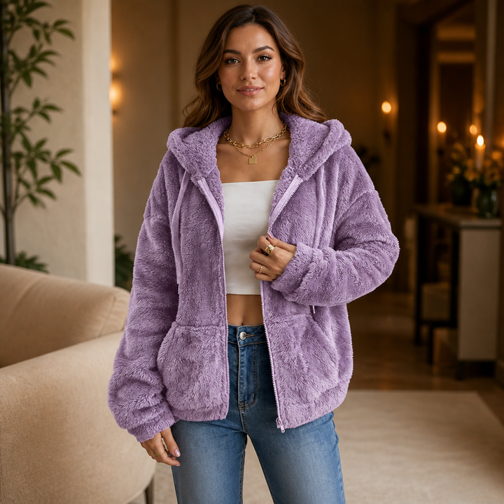 Cloudhug | Hooded Plush Zip-Up Jacket – Weich und Warm für Frauen