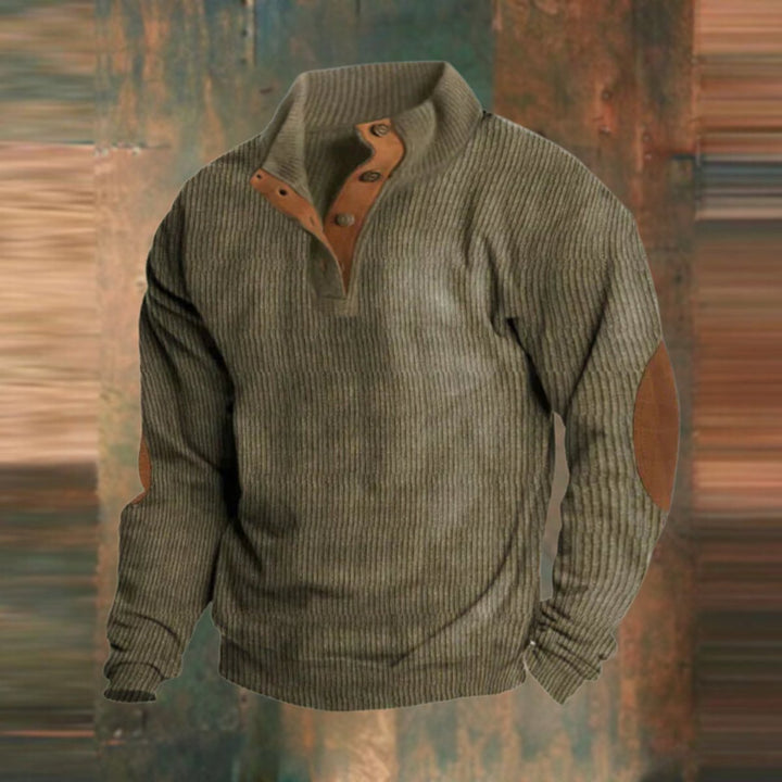Ryan | Klassischer Herren Retro Rippstrickpullover Mit Ellbogen-Patches