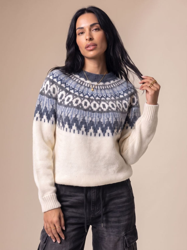 Elfriede | Weihnachtspullover – Cremefarbener Strickpullover im nordischen Stil