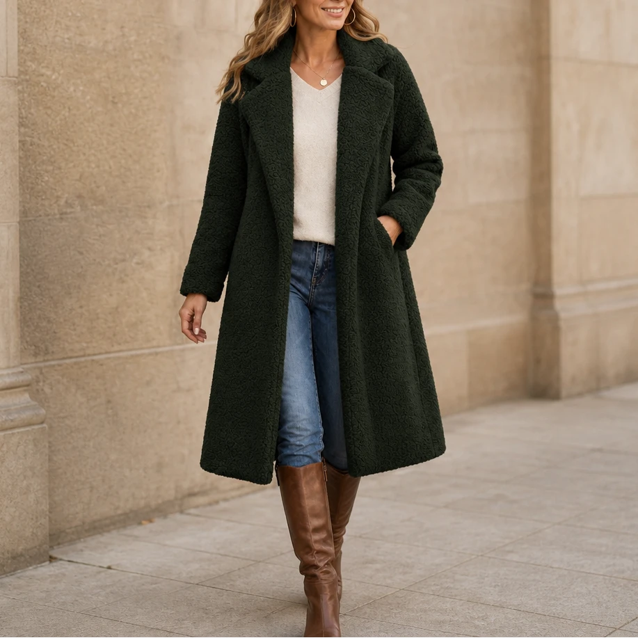 Veloura | Long Teddy Coat – Gemütlicher Stil für Frauen
