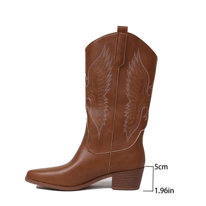 Charlotte | Elegante Cowboy-Stiefel mit Flügelstickerei