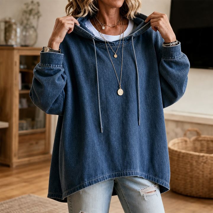 Denim Ease | Oversized Denim-Look Hoodie für einen lässigen Style
