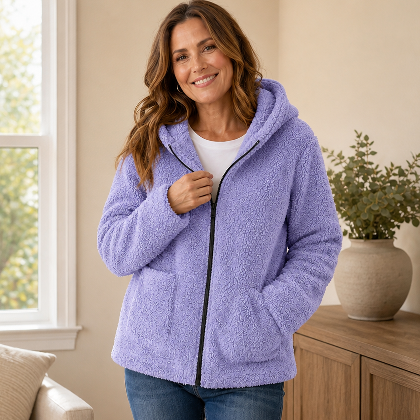Cozyelle | Fleece-Look Kapuzenjacke für Damen – Weich und Warm