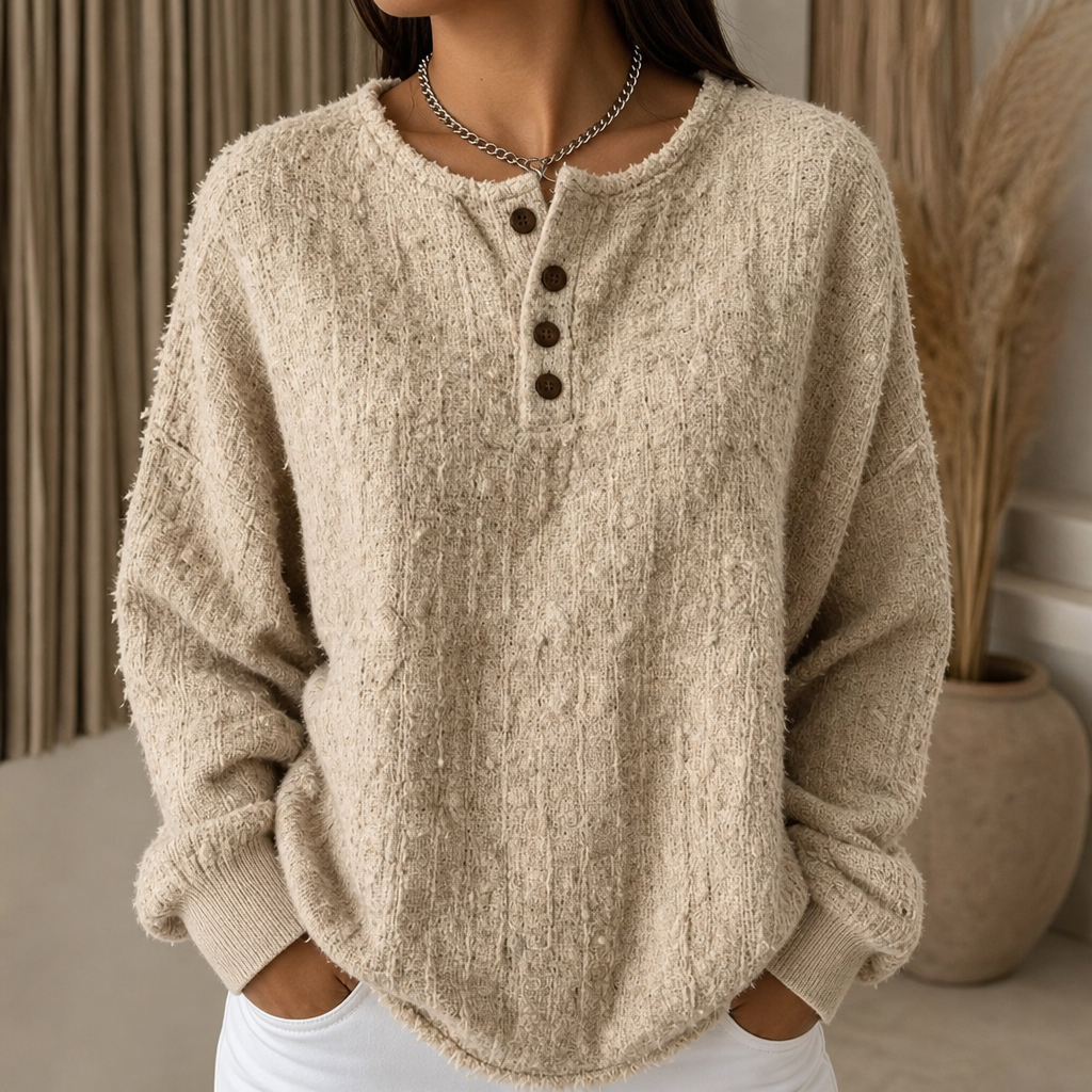 Marlwick | Chunky Knit Sweater – Stilvoller Henley-Look für Frauen
