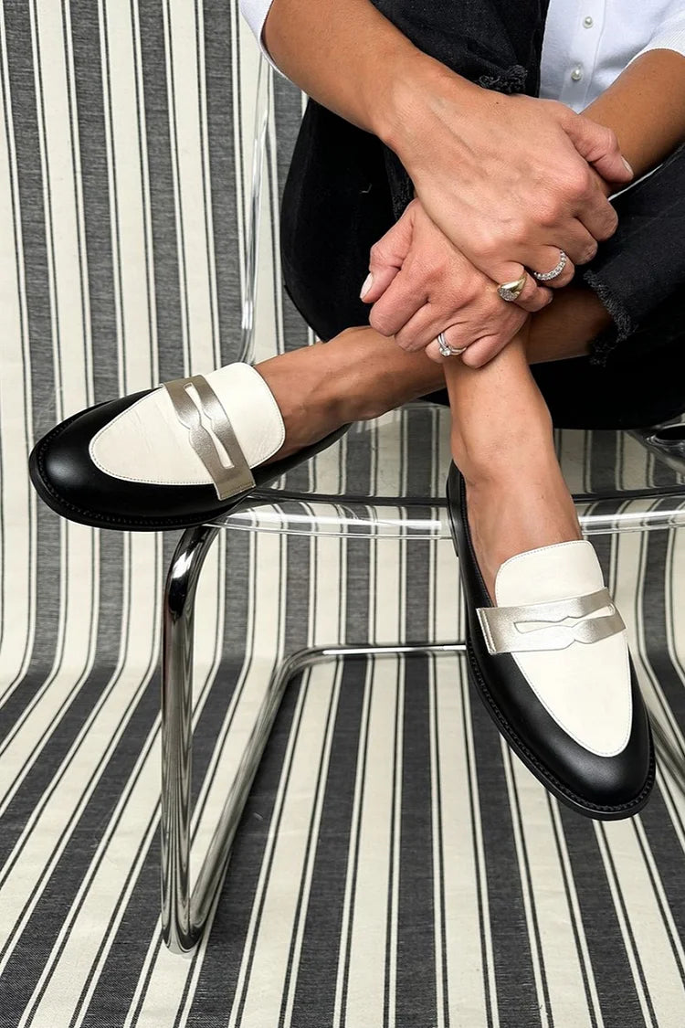Serena | Elegante Zweifarbige Loafer Mit Modernem Metallic-Akzent