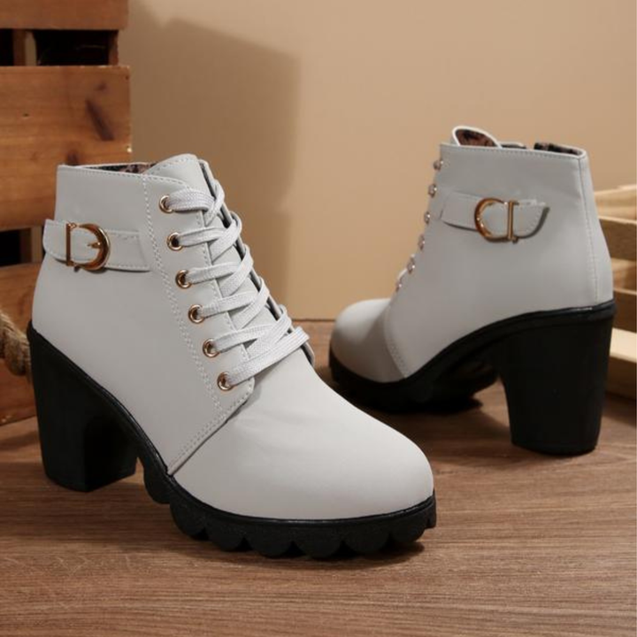 Martina | Stilvolle Und Elegante Schnürstiefeletten Mit Blockabsatz