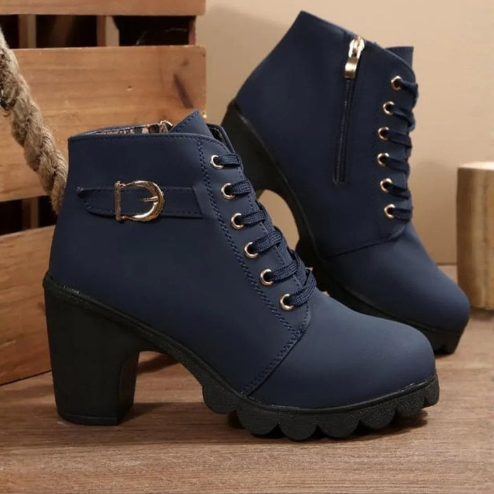 Martina | Stilvolle Und Elegante Schnürstiefeletten Mit Blockabsatz