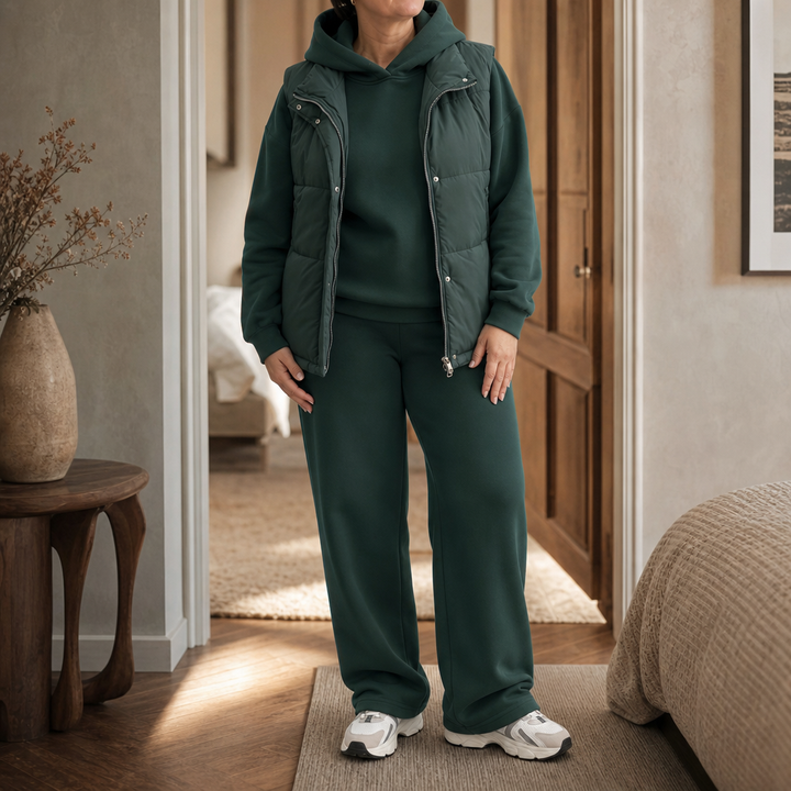 Layerwell | Quilt-Weste Hoodie und Jogginghose Set