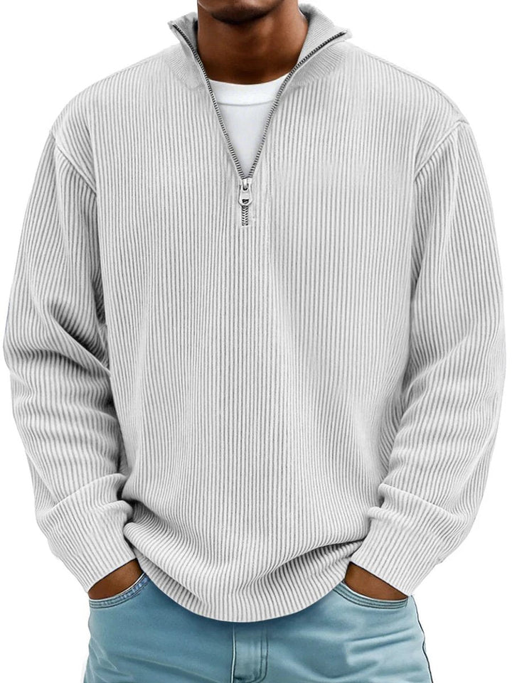 Tobias | Stilvoller Herren Rippstrickpullover Mit Quarter-Zip