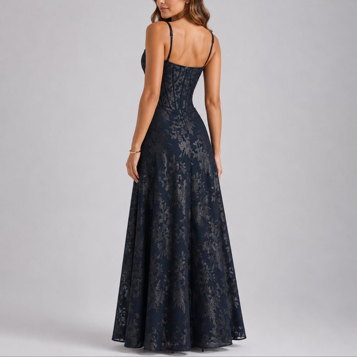 Marlene | Elegantes Herbst-Hochzeitskleid Mit Floralem Jacquard