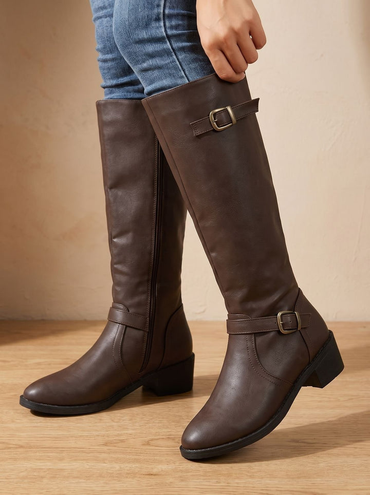 Grace | Kniehohe Stiefel mit Doppelschnalle für Frauen