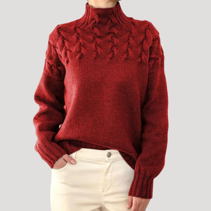 Sophia | Zopfmuster Rollkragen Strickpullover für Damen