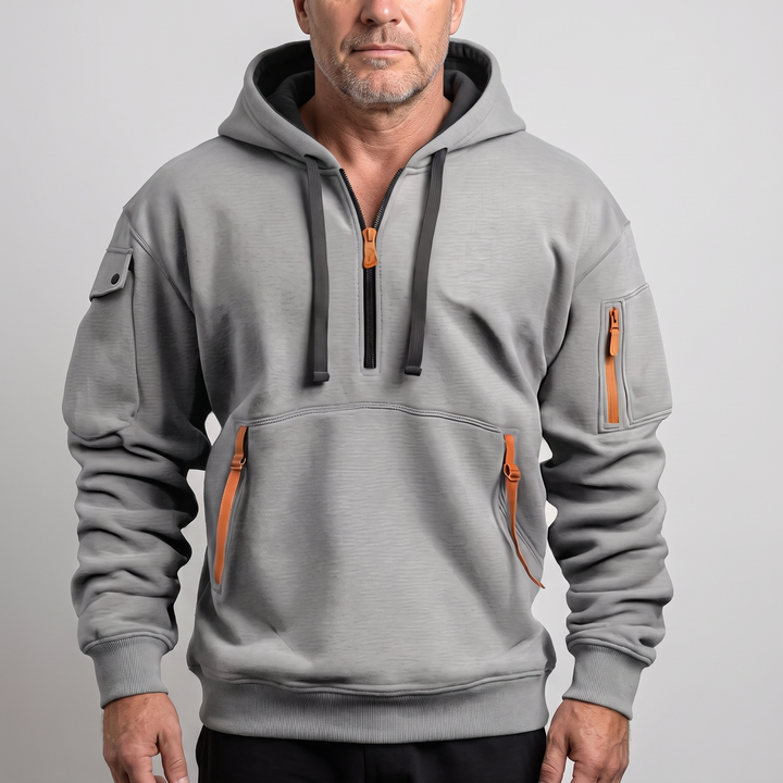 Zeno | Utility Hoodie – Praktischer Half-Zip Stil für Männer