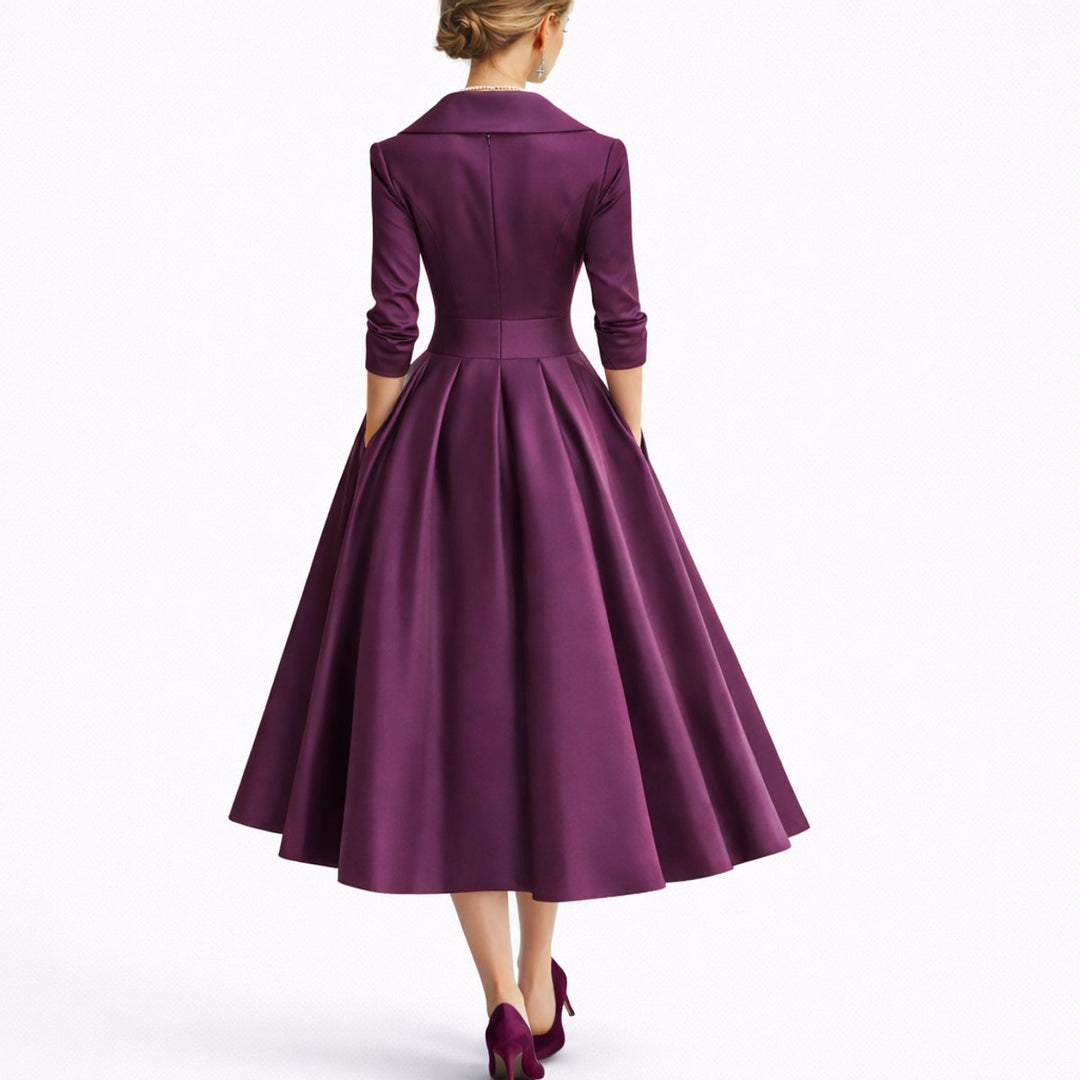 Nadine | Herbst-Hochzeitskleid Mit A-Linien-Schnitt, V-Ausschnitt Und Taschen