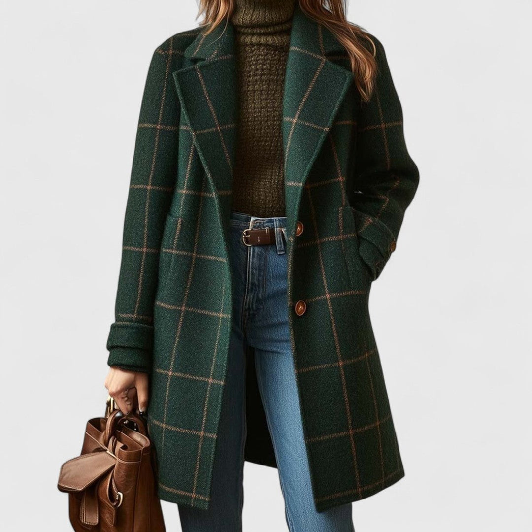 Emilia | Women's Checkered Coat – Classic Tailored Style
