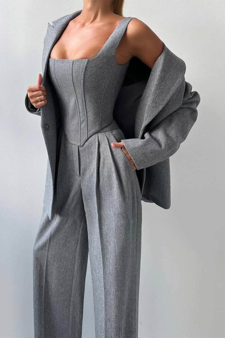 Elena | Elegantes Dreiteiliges Zweireiher-Blazer-Set Für Damen