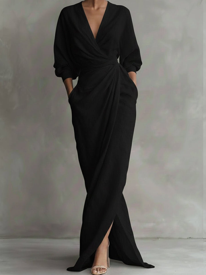 Emma | Feminines Kleid mit langen Ärmeln in eleganter Wickeloptik