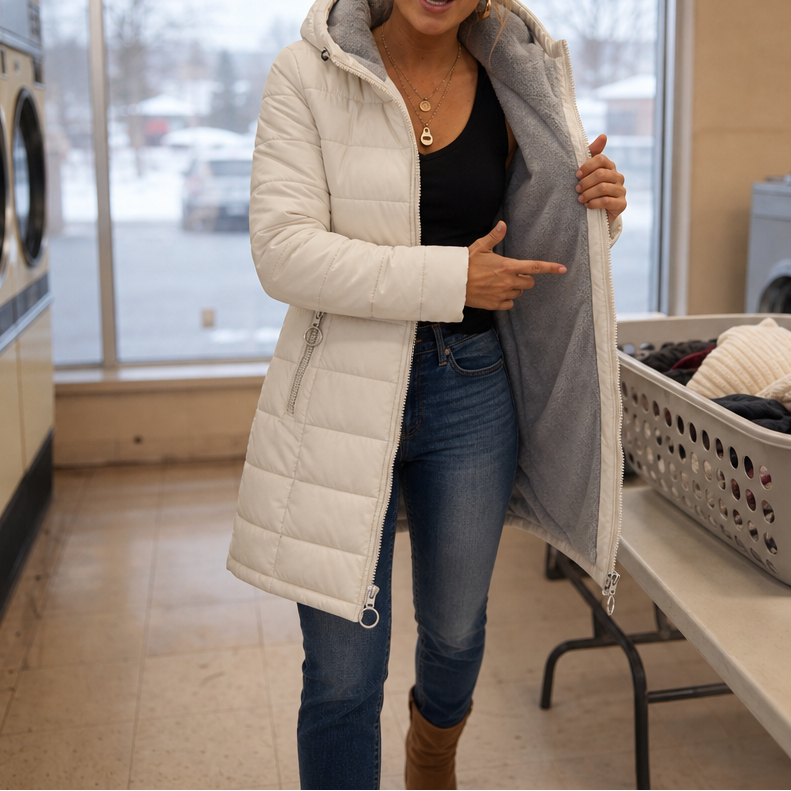 Wintervale | Plush-Lined Hooded Longline Puffer Coat – Warm und Chic für den Winter