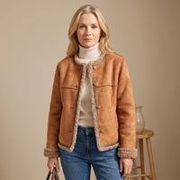 Eleanor | Elegant short shearling jacket with gold buttons