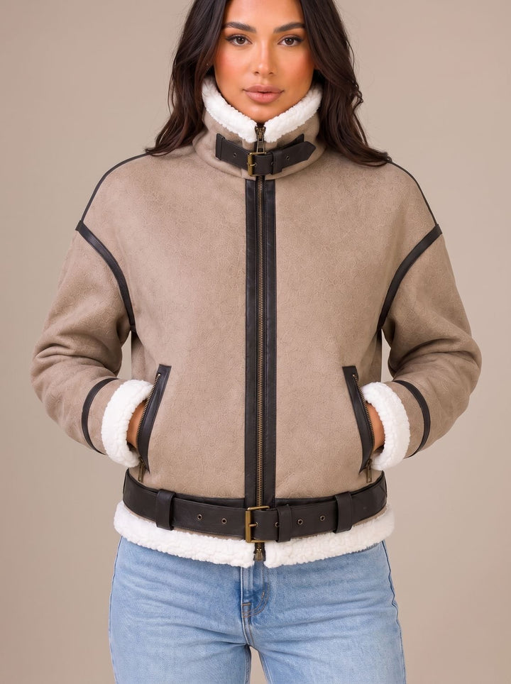 Marlene | Teddyjacke – Kurze Teddyjacke im Aviator-Stil für Damen