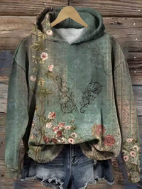 Nina | Colorful Women's Knitted Hoodie with Floral Pattern