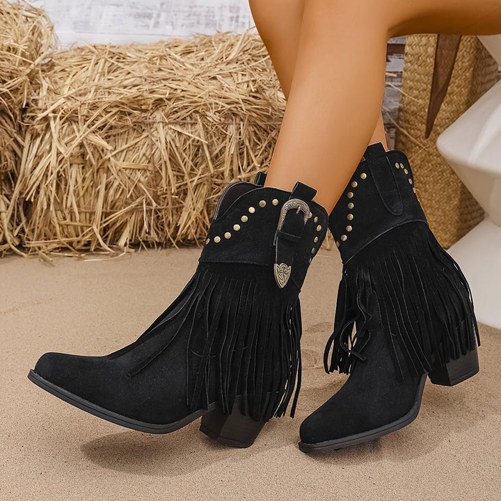 Melanie | Stilvolle Cowboy-Stiefel mit Fransen und Nieten