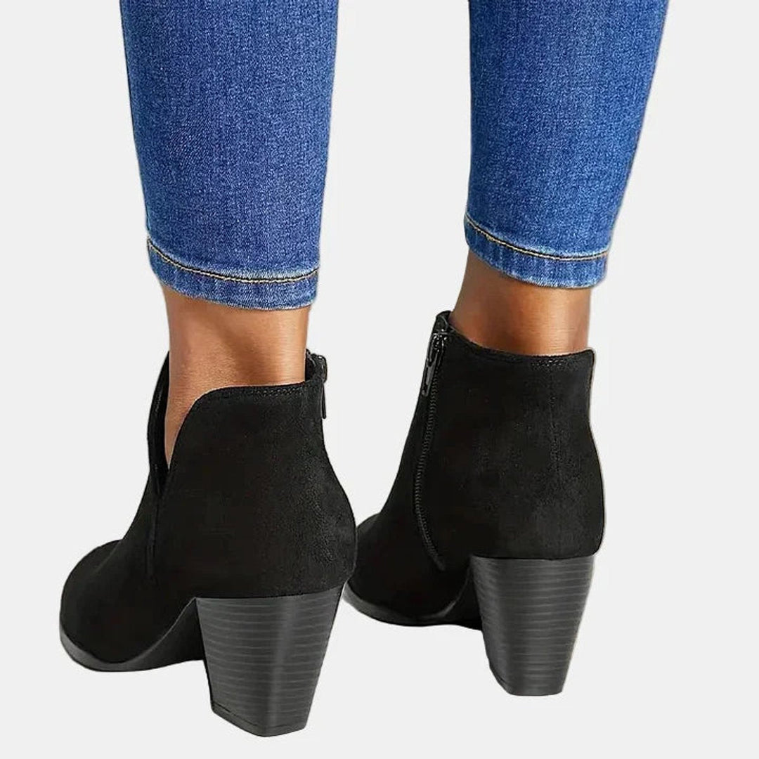 Hazel | Edle Veloursleder-Stiefeletten mit Blockabsatz