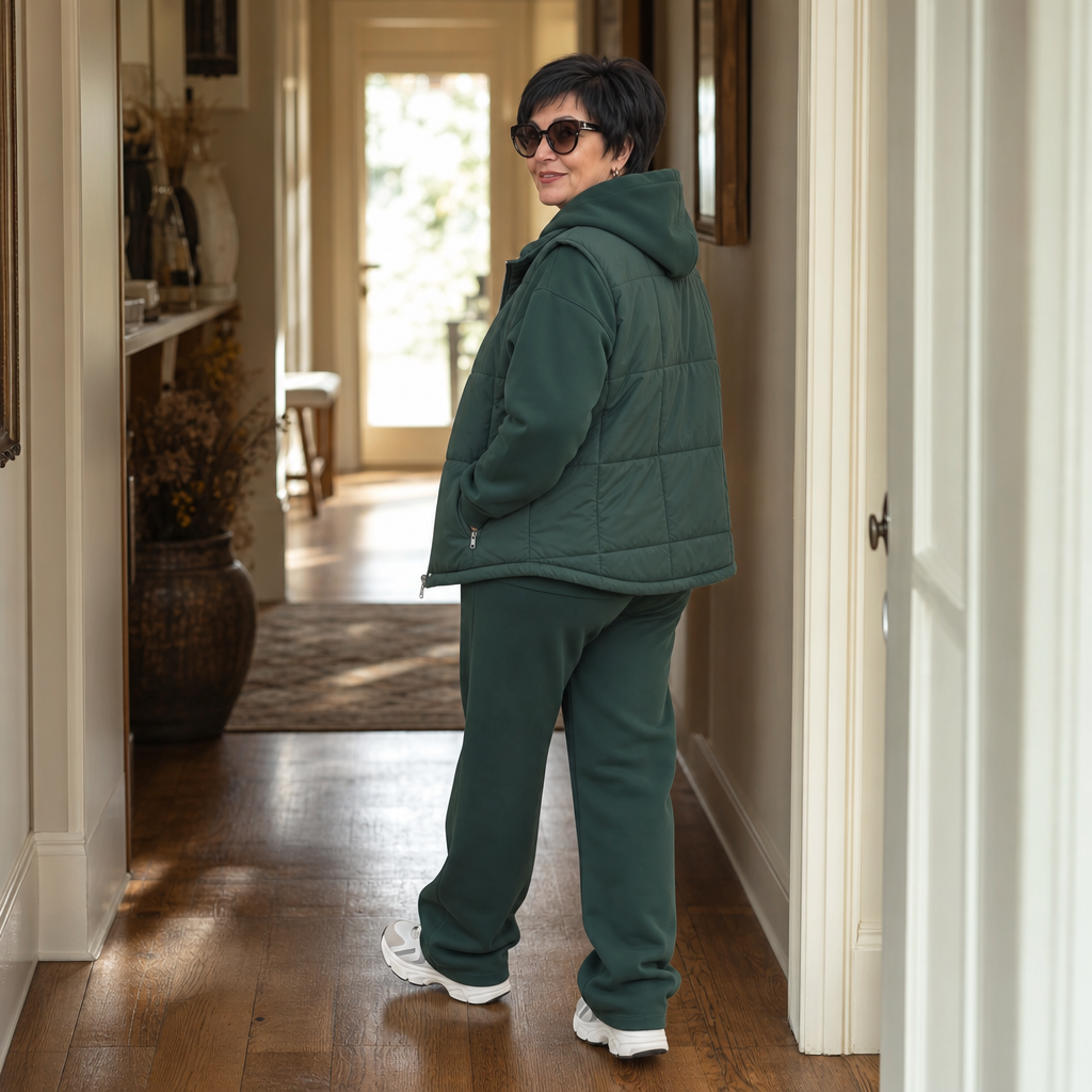 Layerwell | Quilt-Weste Hoodie und Jogginghose Set