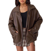 Amelie | Casual Oversized Leather Jacket in a Modern Bomber Style