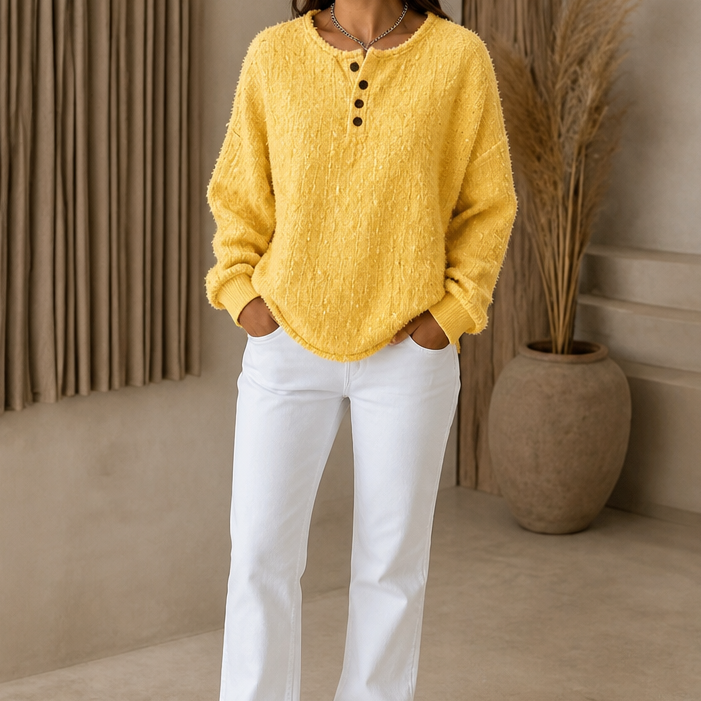 Marlwick | Chunky Knit Sweater – Stilvoller Henley-Look für Frauen