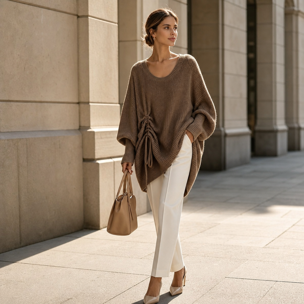 Wearbella | Side-Ruched Oversized Knit Sweater – Bequeme, Entspannte Passform für Frauen