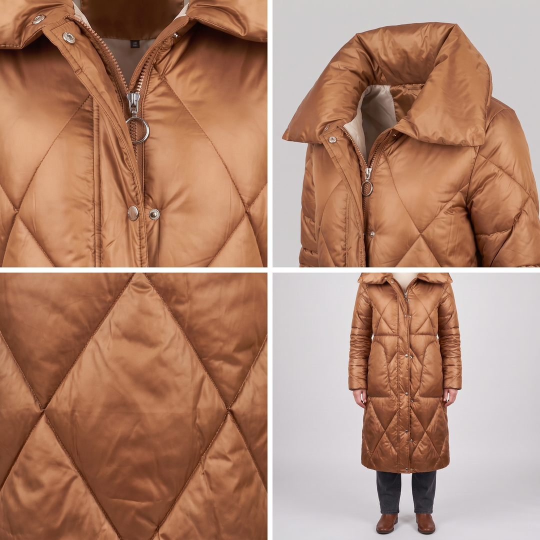 Liora | Longline Quilted Winter Coat – Elegant Hooded Shape für Frauen