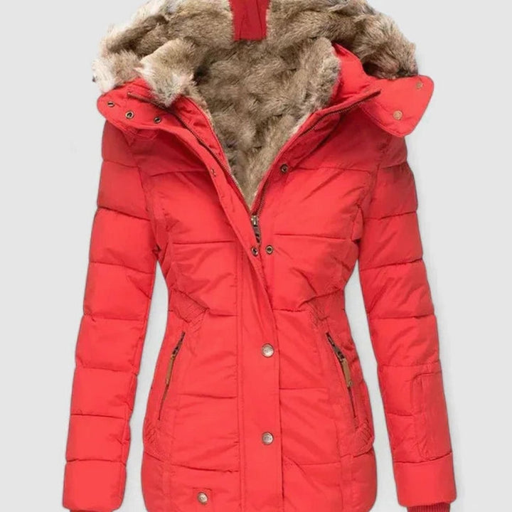 Marlene | Gefütterte Winterjacke mit Kunstfell-Kapuze für Damen