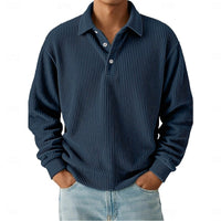 Moritz | Versatile Long-Sleeve Polo Shirt with Soft Ribbed Texture