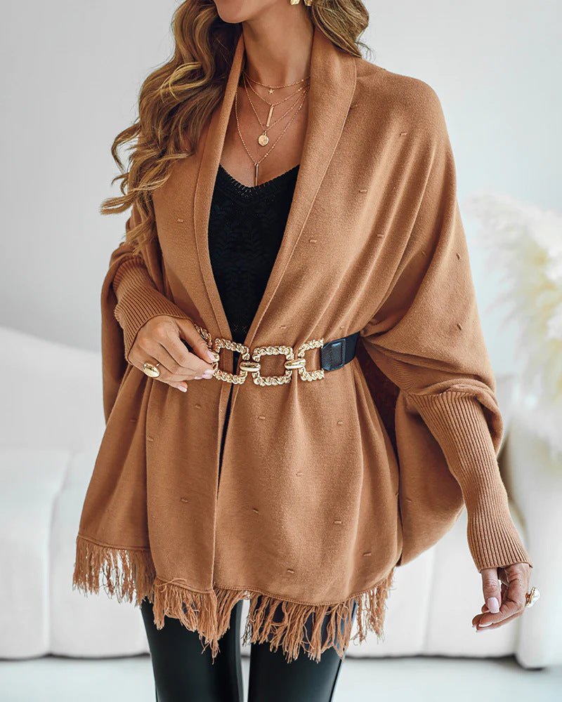 Velora | Poncho mit Fransen für Damen