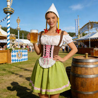 Ursula | Verspieltes Oktoberfest Dirndl Kleid Mit Schürze Und Festlichen Accessoires