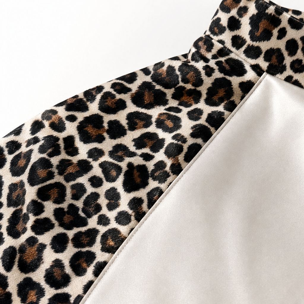 Lunavia | Midi Dress – Leopard-Panel Satin-Look für Damen