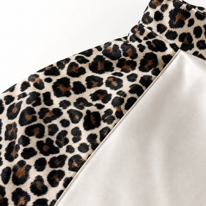 Lunavia | Midi Dress – Leopard-Panel Satin-Look für Damen