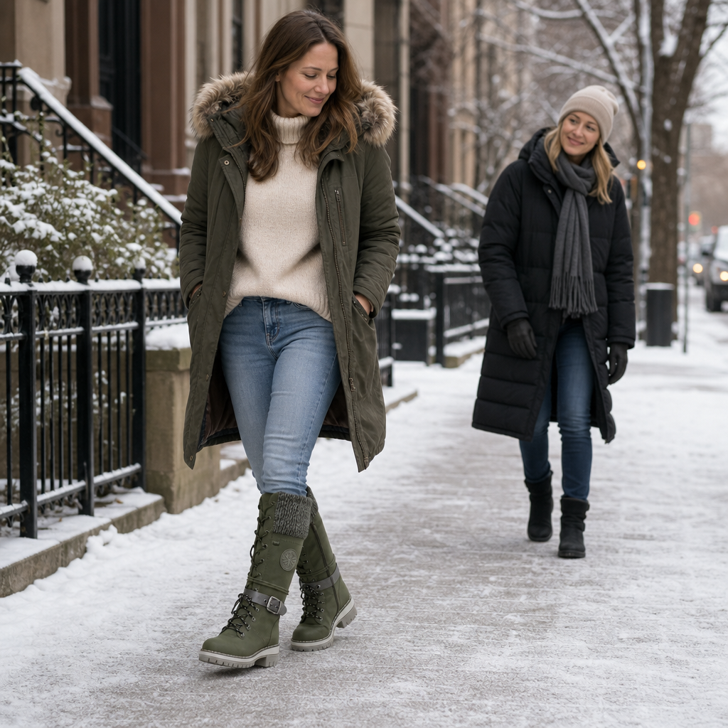 Snowbella | Kniehohe Winterstiefel mit seitlichem Reißverschluss