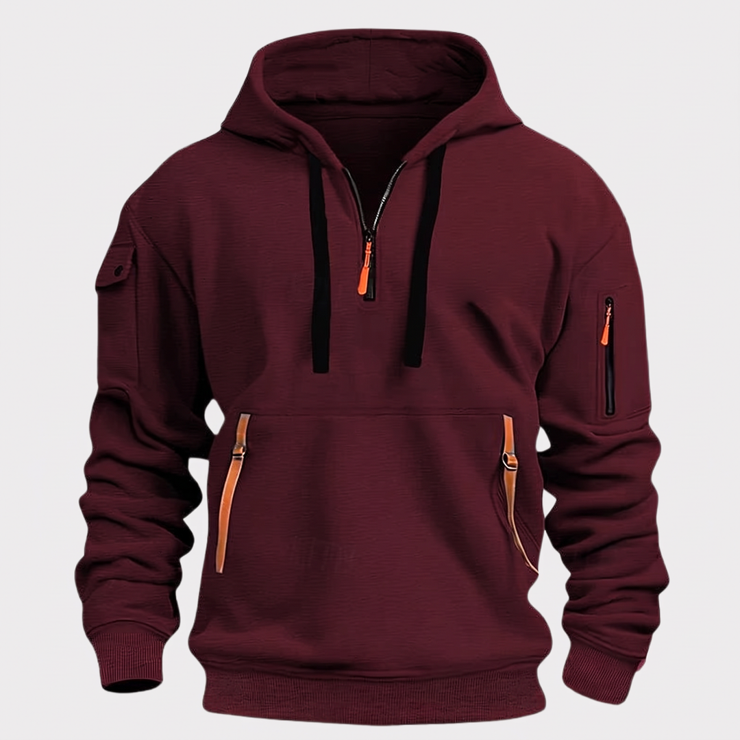 Zeno | Utility Hoodie – Praktischer Half-Zip Stil für Männer