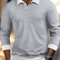 Henrik | Modernes Langarm-Polo-Shirt mit Waffelstruktur
