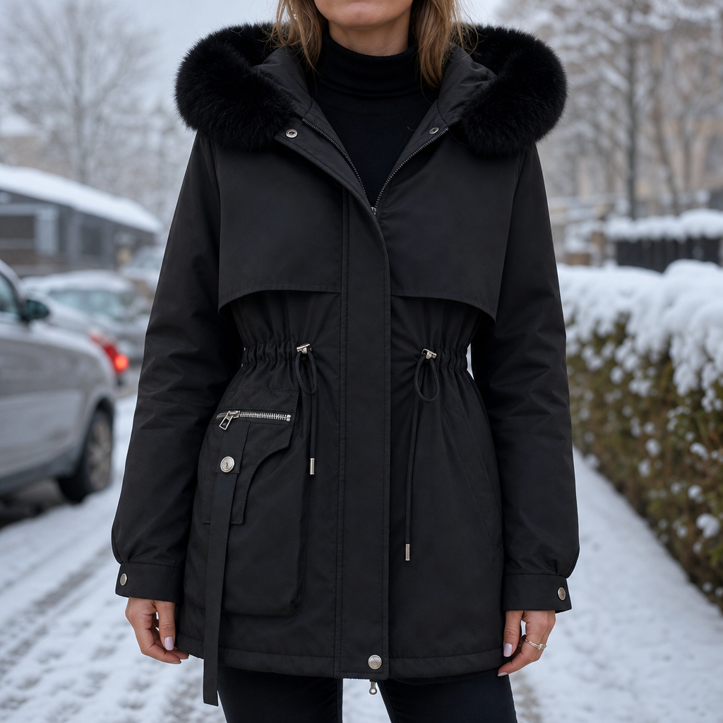 Duvella | Doppel-lagiger Puffercoat mit Faux Fur Kapuze
