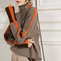 Julia | Fischgrat-Rollkragenpullover mit Modernem Oversize-Look