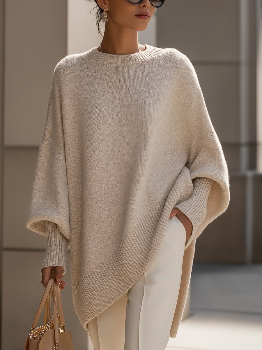 Hannah | Eleganter Oversized Damen Strickpullover Mit Fledermausärmeln