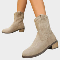 Annabelle | Western-Stiefeletten aus Veloursleder mit Stickdetails