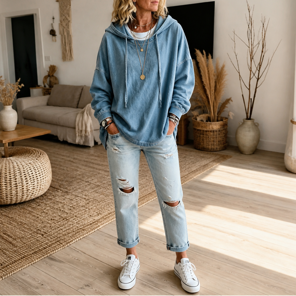 Denimelle | Denim-Look Hoodie – Lässiger Stil für Frauen